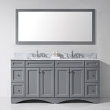 Virtu USA Talisa 72" Double Bath Vanity with White Marble Top and Square Sinks with Brushed Nickel Faucets with Matching Mirror