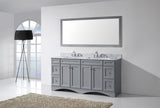 Virtu USA Talisa 72" Double Bath Vanity with White Marble Top and Square Sinks with Matching Mirror