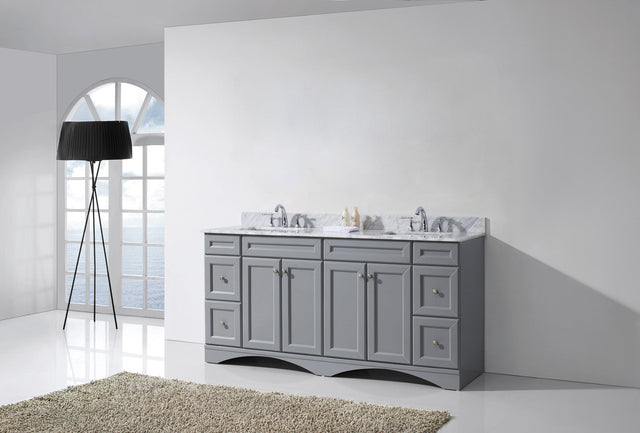 Virtu USA Talisa 72" Double Bath Vanity with White Marble Top and Square Sinks