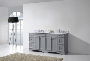 Virtu USA Talisa 72" Double Bath Vanity with White Marble Top and Square Sinks with Polished Chrome Faucets