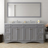 Virtu USA Talisa 72" Double Bath Vanity with White Marble Top and Square Sinks with Brushed Nickel Faucets with Matching Mirror