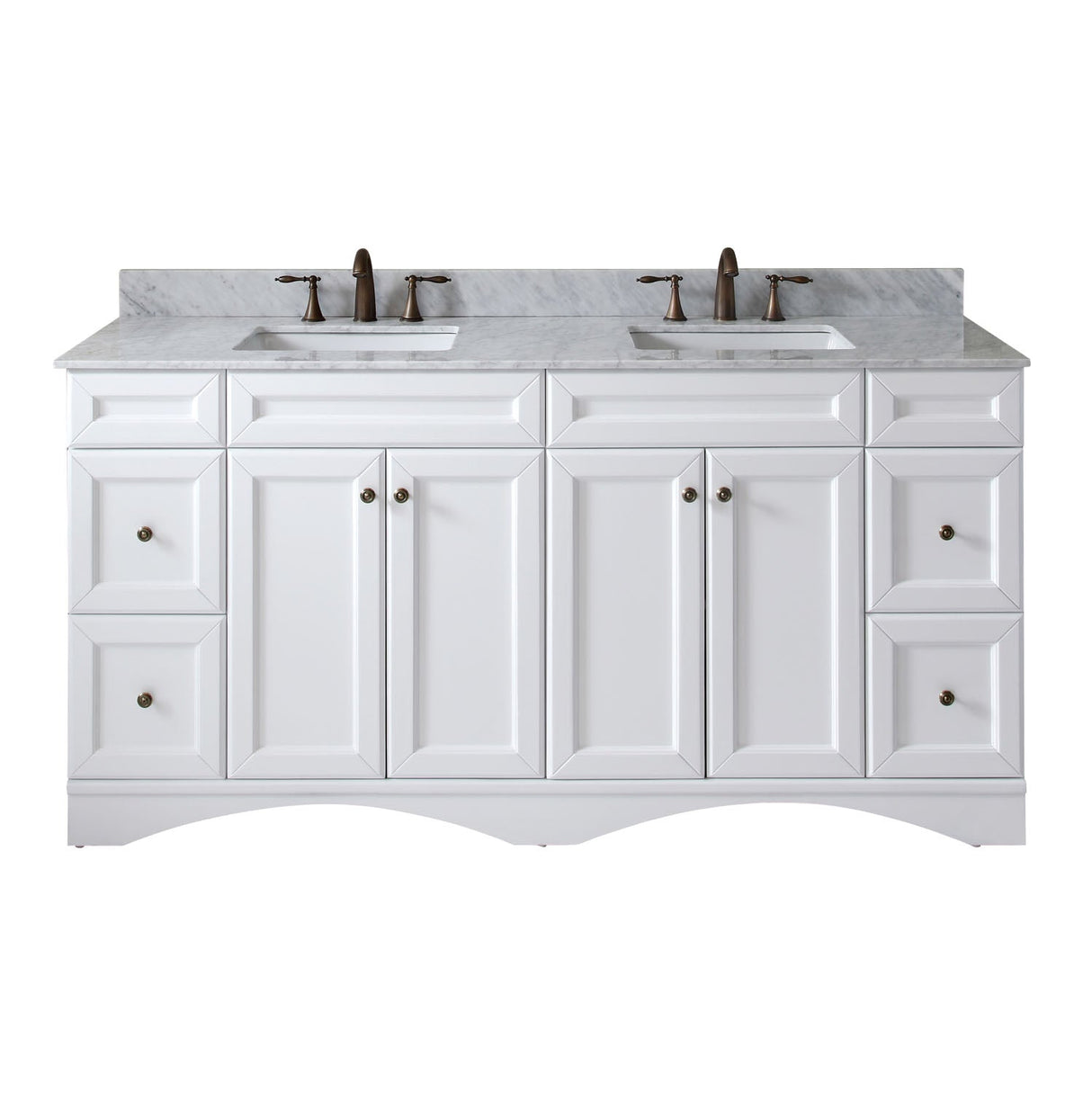 Virtu USA Talisa 72" Double Bath Vanity with Marble Top and Square Sink with Brushed Nickel Faucet - Luxe Bathroom Vanities