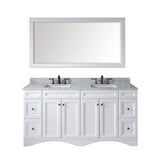 Virtu USA Talisa 72" Double Bath Vanity with Marble Top and Square Sink with Brushed Nickel Faucet and Mirror - Luxe Bathroom Vanities