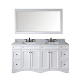 Virtu USA Talisa 72" Double Bath Vanity with Marble Top and Square Sink with Polished Chrome Faucet and Mirror - Luxe Bathroom Vanities