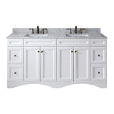 Virtu USA Talisa 72" Double Bath Vanity with Marble Top and Square Sink - Luxe Bathroom Vanities