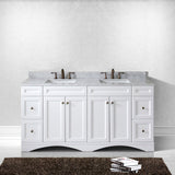 Virtu USA Talisa 72" Double Bath Vanity with White Marble Top and Square Sinks with Brushed Nickel Faucets