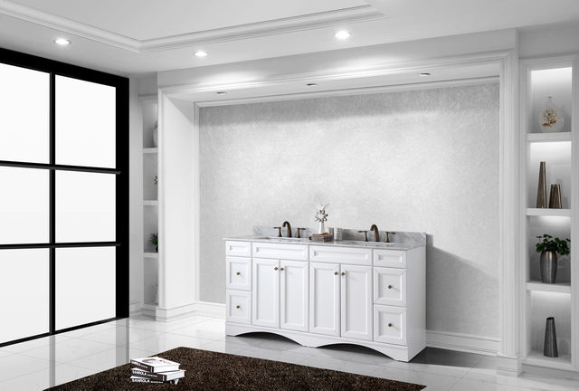 Virtu USA Talisa 72" Double Bath Vanity with White Marble Top and Square Sinks