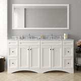 Virtu USA Talisa 72" Double Bath Vanity with White Marble Top and Square Sinks with Brushed Nickel Faucets with Matching Mirror