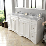 Virtu USA Talisa 72" Double Bath Vanity with White Marble Top and Square Sinks with Brushed Nickel Faucets with Matching Mirror
