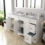 Virtu USA Talisa 72" Double Bath Vanity with White Marble Top and Square Sinks with Brushed Nickel Faucets with Matching Mirror