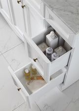Virtu USA Talisa 72" Double Bath Vanity with White Marble Top and Square Sinks with Brushed Nickel Faucets with Matching Mirror