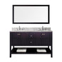 Virtu USA Winterfell 60" Double Bath Vanity with Marble Top and Round Sink with Polished Chrome Faucet and Mirror - Luxe Bathroom Vanities Luxury Bathroom Fixtures Bathroom Furniture