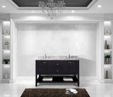 Virtu USA Winterfell 60" Double Bath Vanity with White Marble Top and Round Sinks with Brushed Nickel Faucets