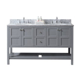 Virtu USA Winterfell 60" Double Bath Vanity with Marble Top and Round Sink with Brushed Nickel Faucet - Luxe Bathroom Vanities Luxury Bathroom Fixtures Bathroom Furniture