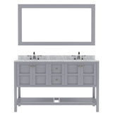 Virtu USA Winterfell 60" Double Bath Vanity with Marble Top and Round Sink with Brushed Nickel Faucet and Mirror - Luxe Bathroom Vanities