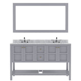 Virtu USA Winterfell 60" Double Bath Vanity with Marble Top and Round Sink with Polished Chrome Faucet and Mirror - Luxe Bathroom Vanities