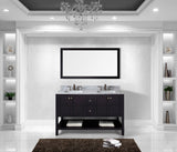 Virtu USA Winterfell 60" Double Bath Vanity with White Marble Top and Square Sinks with Matching Mirror