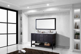 Virtu USA Winterfell 60" Double Bath Vanity with White Marble Top and Square Sinks with Matching Mirror