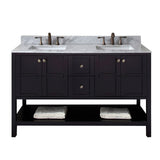 Virtu USA Winterfell 60" Double Bath Vanity in Espresso with Marble Top and Square Sink - Luxe Bathroom Vanities Luxury Bathroom Fixtures Bathroom Furniture