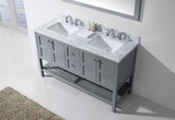 Virtu USA Winterfell 60" Double Bath Vanity with White Marble Top and Square Sinks with Matching Mirror