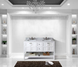 Virtu USA Winterfell 60" Double Bath Vanity with White Marble Top and Square Sinks