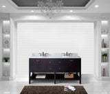 Virtu USA Winterfell 72" Double Bath Vanity with White Marble Top and Round Sinks