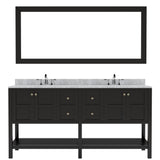 Virtu USA Winterfell 72" Double Bath Vanity with Marble Top and Round Sink with Mirror - Luxe Bathroom Vanities