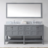 Virtu USA Winterfell 72" Double Bath Vanity with Marble Top and Round Sink with Mirror - Luxe Bathroom Vanities Luxury Bathroom Fixtures Bathroom Furniture