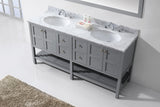 Virtu USA Winterfell 72" Double Bath Vanity with White Marble Top and Round Sinks with Matching Mirror