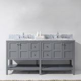 Virtu USA Winterfell 72" Double Bath Vanity with White Marble Top and Round Sinks