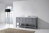 Virtu USA Winterfell 72" Double Bath Vanity with White Marble Top and Round Sinks