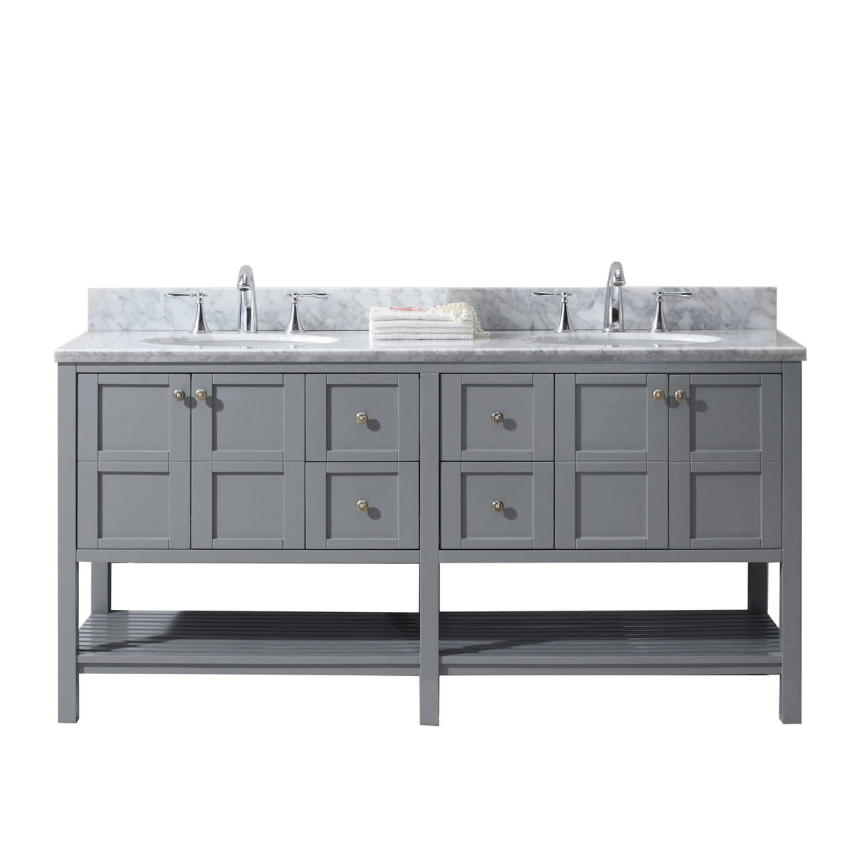 Virtu USA Winterfell 72" Double Bath Vanity with Marble Top and Round Sink - Luxe Bathroom Vanities Luxury Bathroom Fixtures Bathroom Furniture