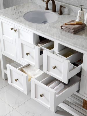 Virtu USA Winterfell 72" Double Bath Vanity with White Marble Top and Round Sinks with Matching Mirror