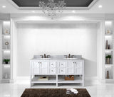 Virtu USA Winterfell 72" Double Bath Vanity with White Marble Top and Round Sinks