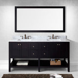 Virtu USA Winterfell 72" Double Bath Vanity with White Marble Top and Square Sinks with Brushed Nickel Faucets with Matching Mirror