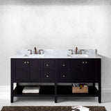 Virtu USA Winterfell 72" Double Bath Vanity with White Marble Top and Square Sinks