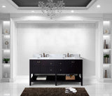 Virtu USA Winterfell 72" Double Bath Vanity with White Marble Top and Square Sinks