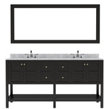 Virtu USA Winterfell 72" Double Bath Vanity with Marble Top and Square Sink with Mirror - Luxe Bathroom Vanities