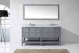 Virtu USA Winterfell 72" Double Bath Vanity with White Marble Top and Square Sinks with Brushed Nickel Faucets with Matching Mirror