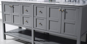 Virtu USA Winterfell 72" Double Bath Vanity with White Marble Top and Square Sinks with Polished Chrome Faucets with Matching Mirror