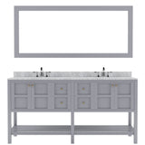 Virtu USA Winterfell 72" Double Bath Vanity with Marble Top and Square Sink with Mirror - Luxe Bathroom Vanities