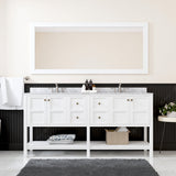 Virtu USA Winterfell 72" Double Bath Vanity with White Marble Top and Square Sinks with Matching Mirror