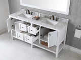 Virtu USA Winterfell 72" Double Bath Vanity with White Marble Top and Square Sinks with Matching Mirror