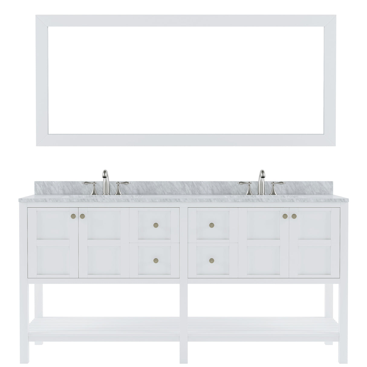 Virtu USA Winterfell 72" Double Bath Vanity with Marble Top and Square Sink with Mirror - Luxe Bathroom Vanities