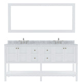 Virtu USA Winterfell 72" Double Bath Vanity with Marble Top and Square Sink with Mirror - Luxe Bathroom Vanities