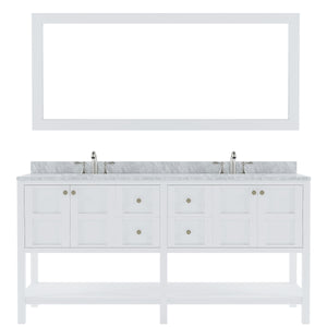 Virtu USA Winterfell 72" Double Bath Vanity with Marble Top and Square Sink with Mirror - Luxe Bathroom Vanities