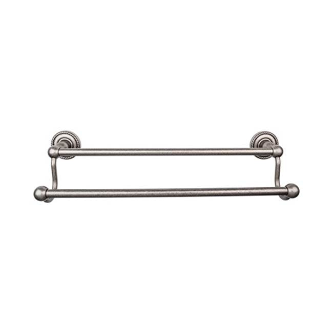 Top Knobs ED11F Edwardian Bath 30" Double Towel Bar  - Rope Backplate - Antique Pewter