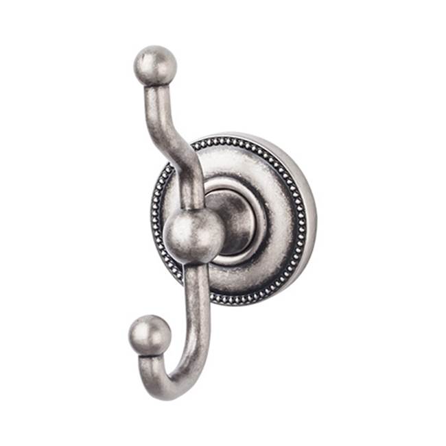 Top Knobs ED2A Edwardian Bath Double Hook  - Beaded Backplate