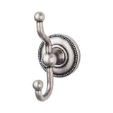 Top Knobs ED2A Edwardian Bath Double Hook  - Beaded Backplate