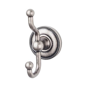 Top Knobs ED2A Edwardian Bath Double Hook  - Beaded Backplate